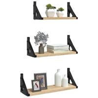 3-delige Wandschappenset bewerkt hout sonoma eikenkleurig - thumbnail