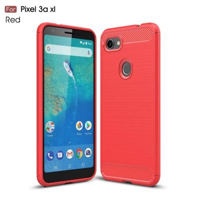 Geborsteld textuur koolstofvezel TPU Case voor Google pixel 3a XL (rood) Geborsteld textuur koolstofvezel TPU Case voor Google pixel 3a XL (rood)