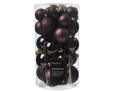Decoris kerstballen set Plastic 30st zwarte truffel 4-5-6cm