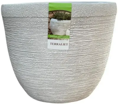 Terraliet Keramische Buitenpot Rond Laag 35cm wit