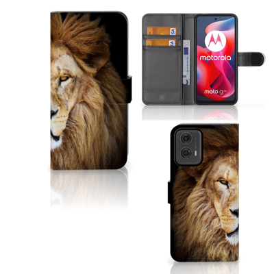 Motorola Moto G24 | G04 | G24 Power | Telefoonhoesje | Met pasjeshouder | Leeuw