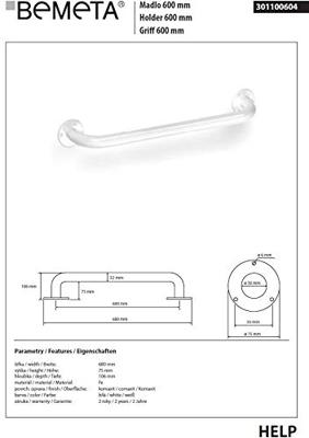 Handgreep Sapho Handicap 60cm Wit
