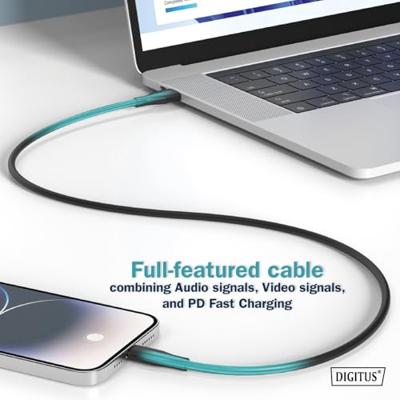 Digitus USB-C-kabel USB 4.0 USB-C stekker 1.00 m Zwart (mat) Uitstekende verouderingseigenschappen, Flexibel, Flexibele binnenader, Bestand tegen wisselende