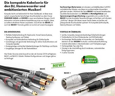 Sommer Cable HBA-3SC2-0600 Jackplug / Cinch Audio Aansluitkabel [2x Cinch-stekker - 1x Jackplug male 3,5 mm] 6.00 m Zwart