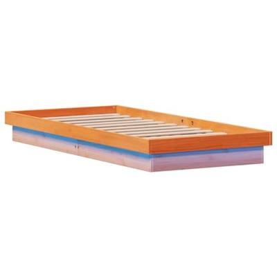 Bedframe met LED massief grenenhout wasbruin 90x190 cm Bedframe met LED massief grenenhout wasbruin 90x190 cm