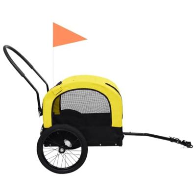 VidaXL Fietstrailer en hondenwagen 2-in-1 geel en zwart - thumbnail