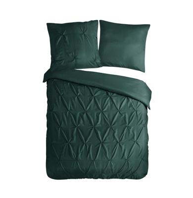 Pure Dekbedovertrek "luxe stiksel plooien" - Groen - (200x200 cm) - Microfiber