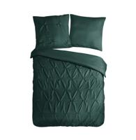 Pure Dekbedovertrek "luxe stiksel plooien" - Groen - (200x200 cm) - Microfiber - thumbnail