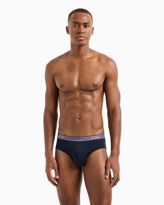 Armani 3-pack slips blauw-grijs met EA print