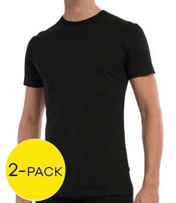 Claesens T-shirt O-hals stretch 2-pack zwart