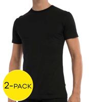 Claesens T-shirt O-hals stretch 2-pack zwart - thumbnail