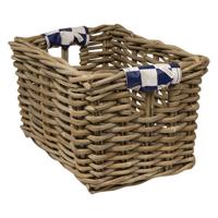 Rieten Fietsmand XL Navy Checker naturel - thumbnail