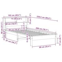 bed met boekenkast zonder matras grenenhout wasbruin 90x200 cm - thumbnail