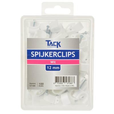 Spijkerclips wit 12mm 100 stuks