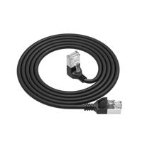 ACT Zwarte 5 meter U/FTP CAT6A LSZH Slimline patchkabel met RJ45 connectoren recht naar 90° haaks r - thumbnail