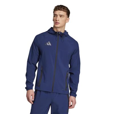 adidas Tiro 25 Vis Tech Competition Hooded Trainingsjack Donkerblauw Zwart adidas Tiro 25 Vis Tech Competition Hooded Trainingsjack Donkerblauw Zwart