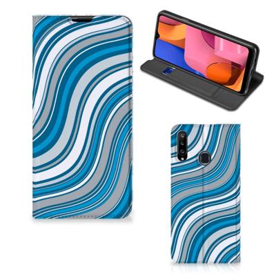 Samsung Galaxy A20s | Hoesje met Magneet | Waves Blue Samsung Galaxy A20s | Hoesje met Magneet | Waves Blue
