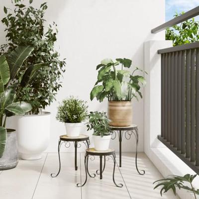 Plantenstandaards 3 st keramiek terracottakleurig en wit - thumbnail