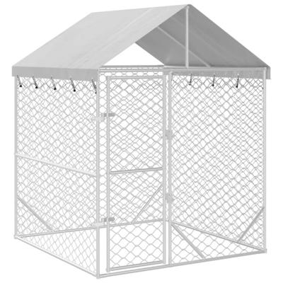 Hondenkennel met dak 2x2x2,5 m gegalvaniseerd staal zilver Hondenkennel met dak 2x2x2,5 m gegalvaniseerd staal zilver