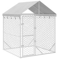 Hondenkennel met dak 2x2x2,5 m gegalvaniseerd staal zilver - thumbnail