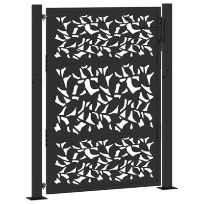 Poort met bladontwerp 100x125 cm staal zwart