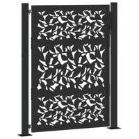 Poort met bladontwerp 100x125 cm staal zwart - thumbnail
