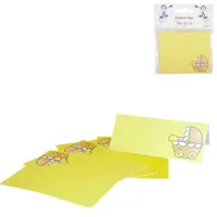 Tafelkaartjes Kinderwagen geel 10 cm 6 stuks | 24 stuks - thumbnail