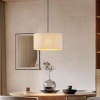 Scandinavische stijl Hanglamp - Corduroy Lampenkap - Cilinder - Wit - ø40 x 126 cm - E27 Fitting - Geschikt voor Woonkamers en slaapkamers - Inclusief 1 meter kabel - thumbnail