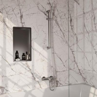 Brauer Brushed Carving Opbouw Baddouche Thermostaatkraan - Staaf - Doucheslang - Glijstang - Handdouche - Rvs Geborsteld Pvd