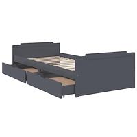 Bedframe met lades massief grenenhout donkergrijs 90x200 cm - thumbnail