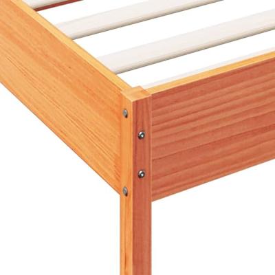 Bedframe zonder matras massief grenenhout wasbruin 90x190 cm