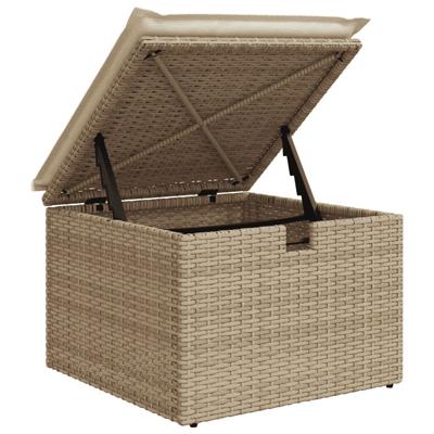 4-delige Loungeset met kussens poly rattan beige - thumbnail