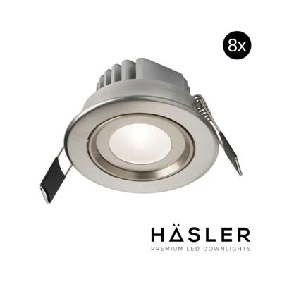 Inbouwspot Häsler Tarragona Incl. Fase Aansnijding Dimbaar 8 cm 4 Watt Helder Wit RVS Set 8x Inbouwspot Häsler Tarragona Incl. Fase Aansnijding Dimbaar 8 cm 4 Watt Helder Wit RVS Set 8x