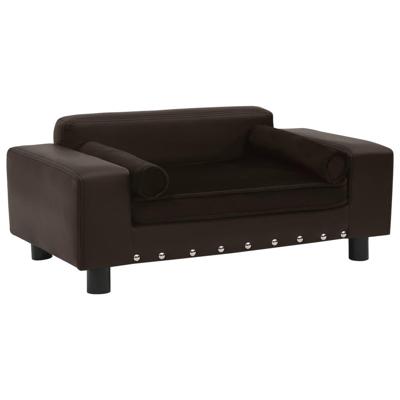 VidaXL Hondenbank 81x43x31 cm pluche en kunstleer bruin