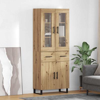 Hoge kast 2 pcs Artisan Eiken Geengineerd Hout en Glas