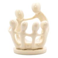 Beeldje Polystone Familie van 6 Personen Wit (9 cm) - thumbnail