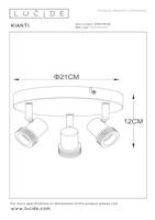 Lucide KIANTI - Plafondspot - Ø 21 cm - 3xGU10 - Zwart - thumbnail