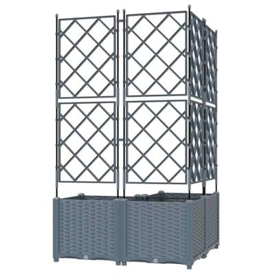 VidaXL Tuin bloempot 3 pcs licht grijs 80 x 80 x 143 cm staal
