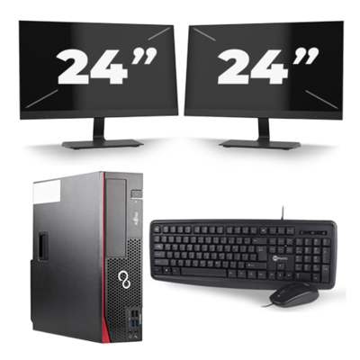 Fujitsu Esprimo D556 SFF - Intel Core i5-6e Generatie - 8GB RAM - 256GB SSD - Windows 11 + 2x 24 inch Monitor