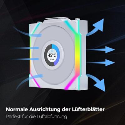 Lian Li Lian Li UNI FAN SL Wireless LCD Lüfter, ARGB, PWM - 120 mm, weiß PC-ventilator Wit (b x h x d) 120 x 124.5 x 28 mm