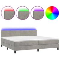 Boxspring met matras en LED fluweel lichtgrijs 200x200 cm - thumbnail