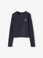 Cropped shirt met lange mouwen voor meisjes JONEN antraciet - thumbnail