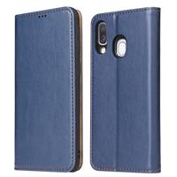 Dermis textuur PU + TPU horizontale Flip lederen draagtas met houder & kaartsleuven & portemonnee voor Galaxy A40 (blauw) - thumbnail