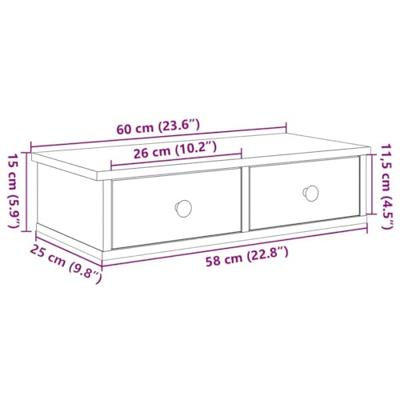 Wandschap met lades 60x25x15 cm bewerkt hout sonoma eikenkleur Wandschap met lades 60x25x15 cm bewerkt hout sonoma eikenkleur