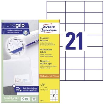 Etiket avery 3652 70x42.3mm wit 2100st Etiket avery 3652 70x42.3mm wit 2100st