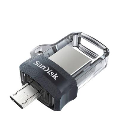 SanDisk Ultra Dual m3.0 USB flash drive 32 GB USB Type-A / Micro-USB 3.2 Gen 1 (3.1 Gen 1) Zwart, Zilver, Transparant