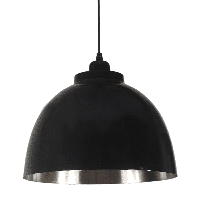 Glans Zwart Industriële Hanglamp Capri 44 cm 1 Lichts Met Mat Nickel Binnenzijde - thumbnail