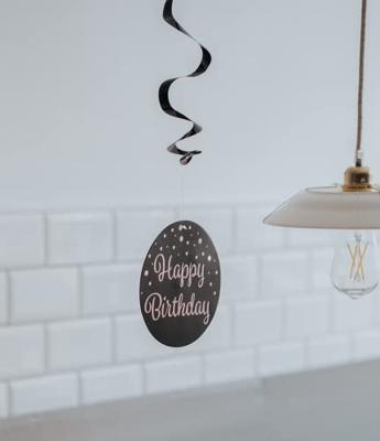 Hangdecoratie Swirls 50 Jaar Roségoud/Zwart (3st)
