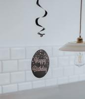 Hangdecoratie Swirls 30 Jaar Roségoud/Zwart (3st) - thumbnail
