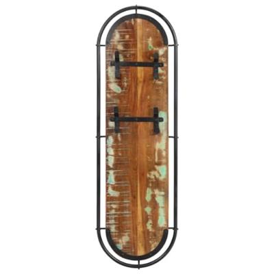 Wandkapstokken 2 st met 4 haken massief gerecycled hout